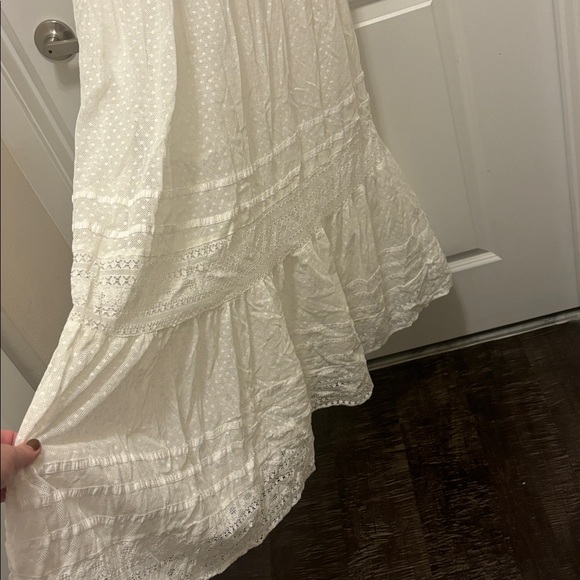 Free People Earth Angel white maxi dress lace large/ xl long sleeve - Picture 3 of 5